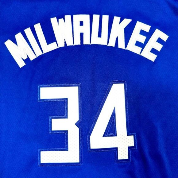 Nike Giannis Antetokounmpo #34 Milwaukee Bucks Blue City Adult Stitched Jersey - Picture 6 of 8